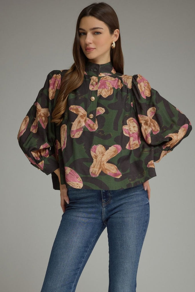 Blusa verde floral