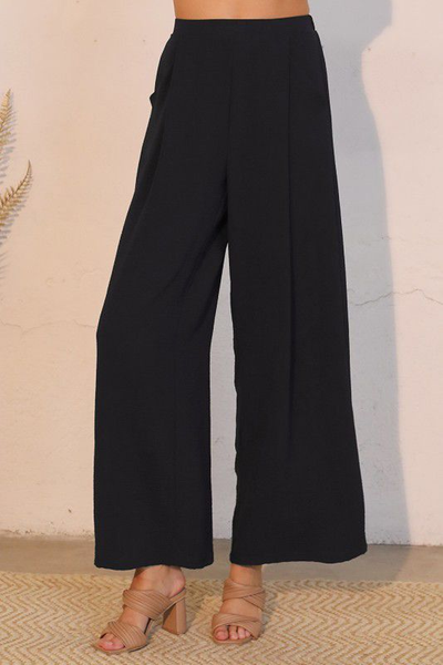 Pantalón negro pierna amplia