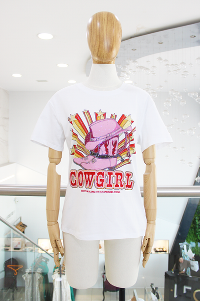T-shirt blanca Cowgirl