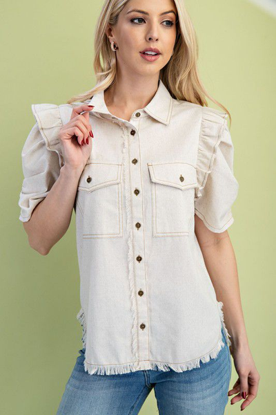Camisa beige deshilachada