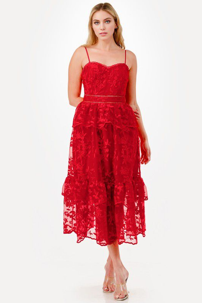 Vestido organza rojo