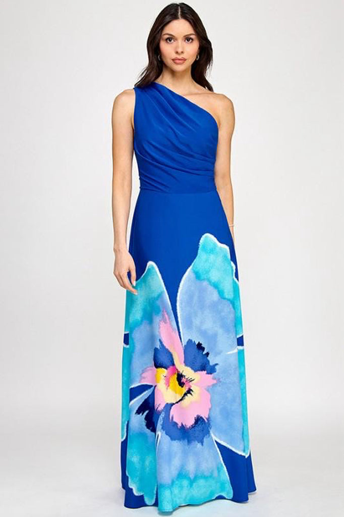 Vestido flor maxi azul