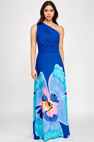 Vestido flor maxi azul