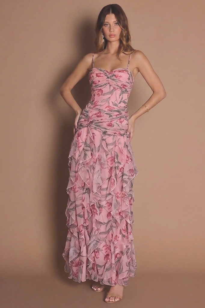 Vestido rosa floral