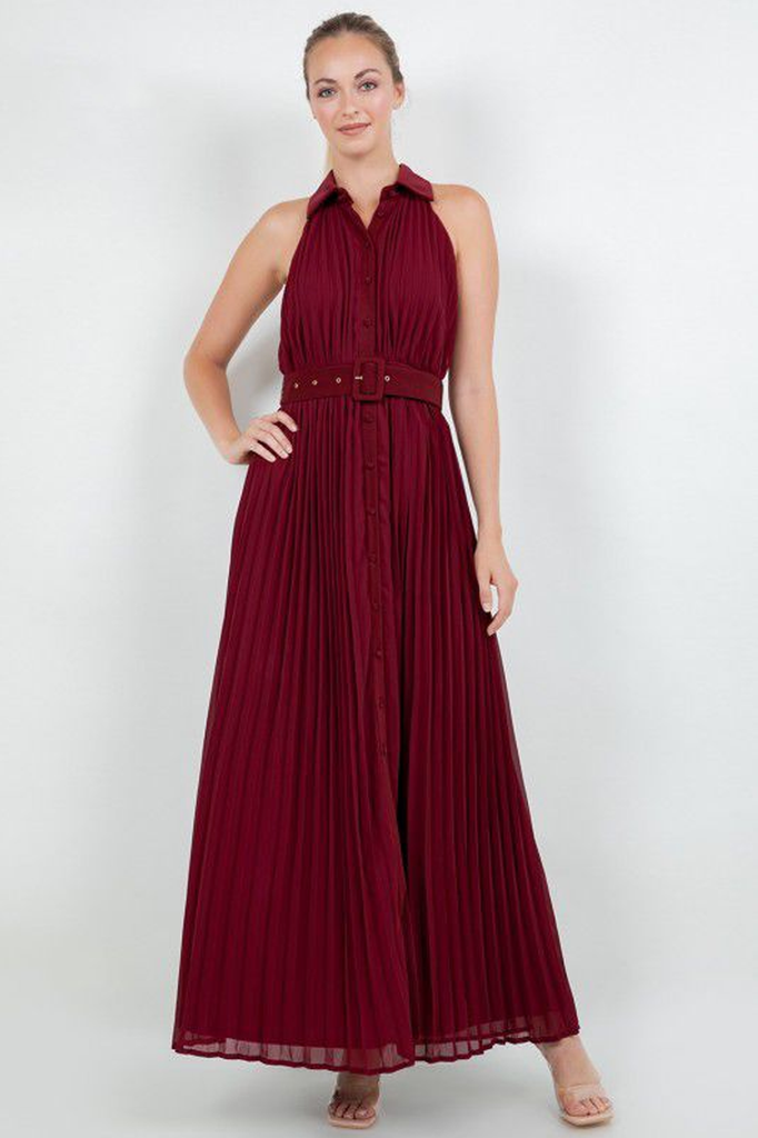 Vestido halter vino 50/30%