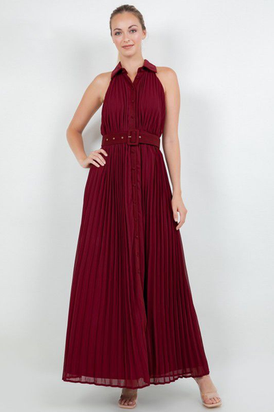 Vestido largo halter vino