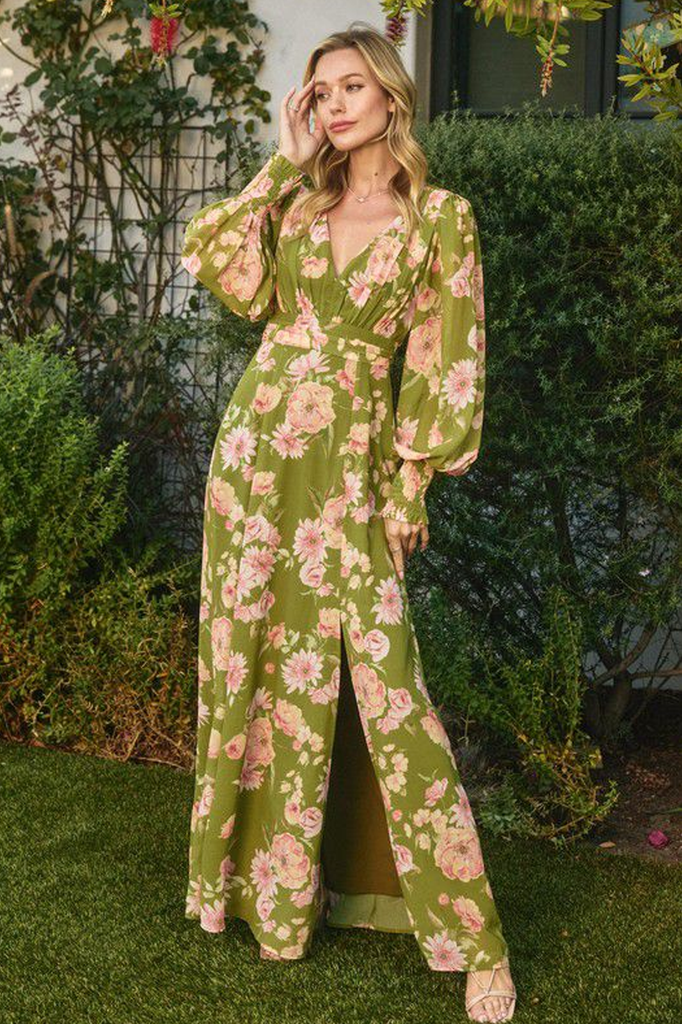 Vestido verde floral