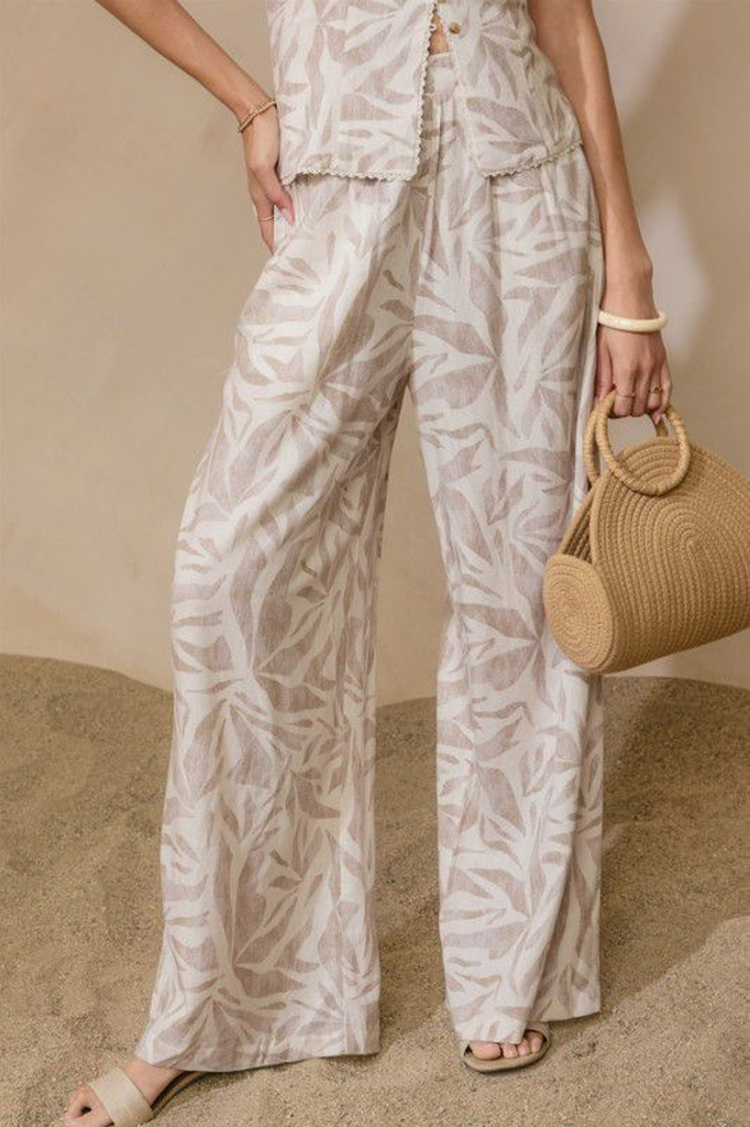 Pantalón hojas beige