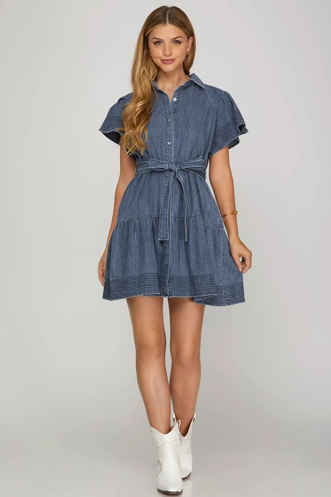 Vestido denim corto