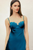 Vestido de satín azul prusia