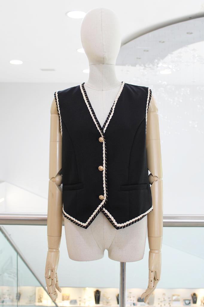 Chaleco sisado negro