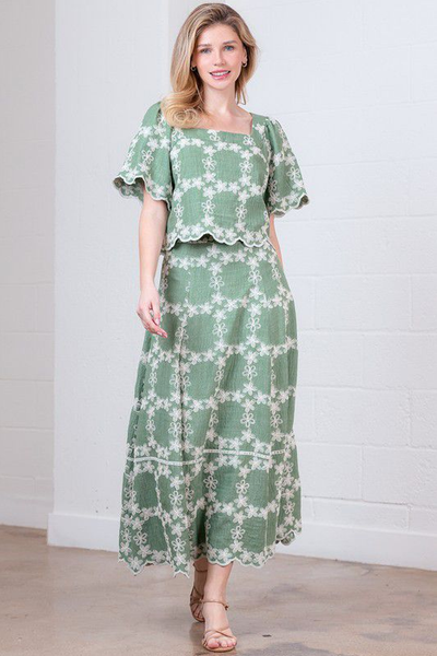 Conjunto verde floral