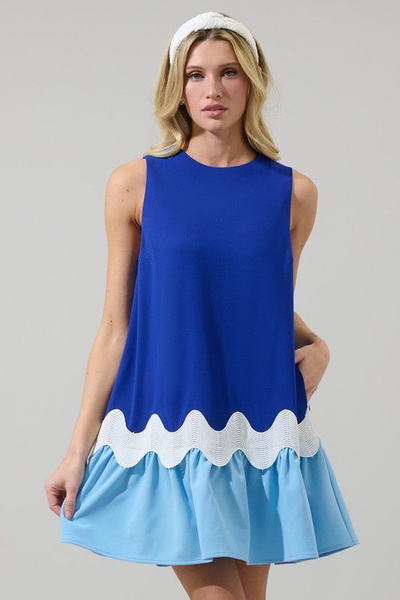 Vestido fluido bicolor azul