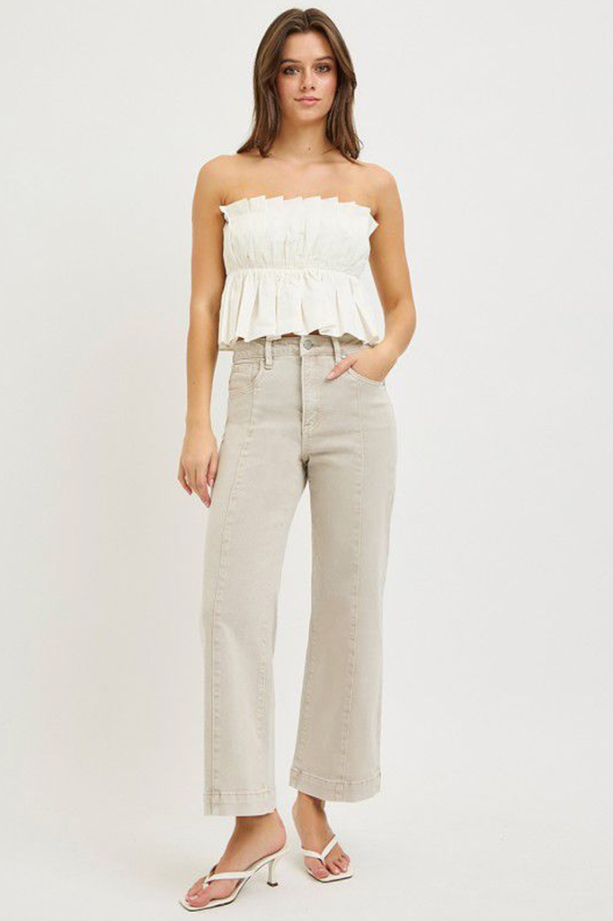 Jeans culotte beige