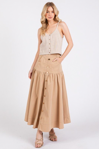 Falda midi beige