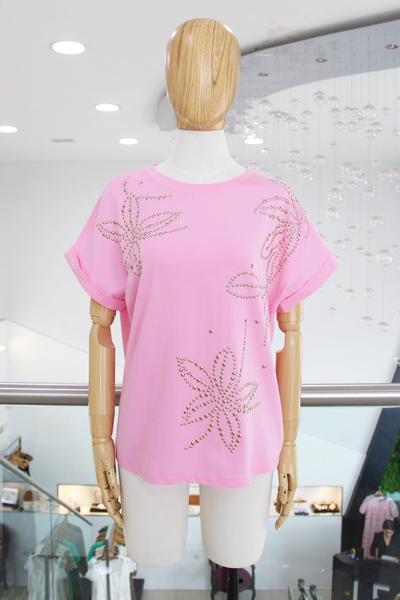 T-shirt rosa estoperoles