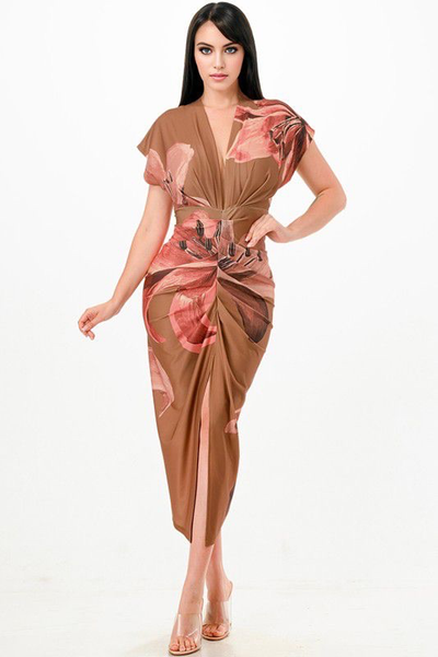 Vestido café estampado