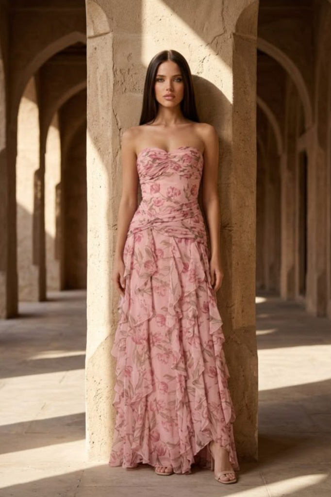 Vestido rosa floral