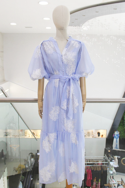 Vestido largo azul claro