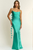 Vestido largo verde azulado