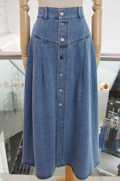 Falda midi denim claro