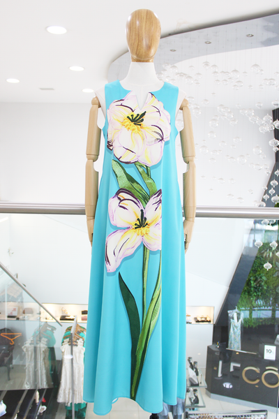 Vestido azul flores