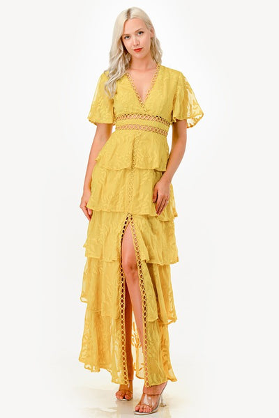 Vestido mostaza bordado
