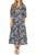 Vestido azul con flores beige