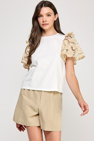 Blusa manga bordada beige