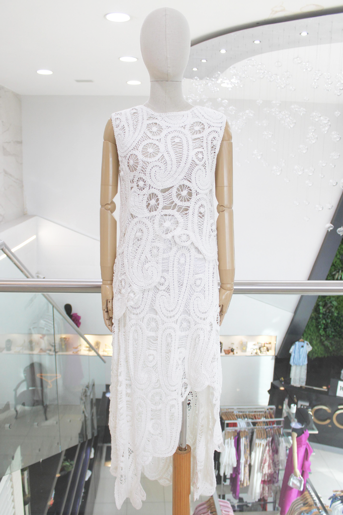 Conjunto tejido paisley blanco