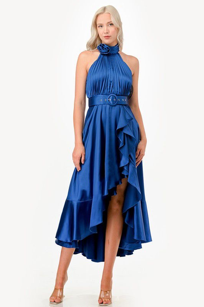 Vestido halter azul 50/30%