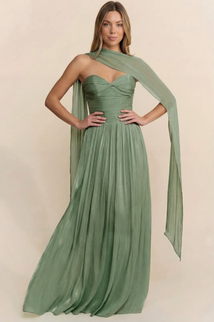 Vestido strapless verde