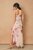 Vestido strapless floral rosa