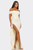 Vestido beige off-shoulders