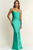 Vestido largo verde azulado