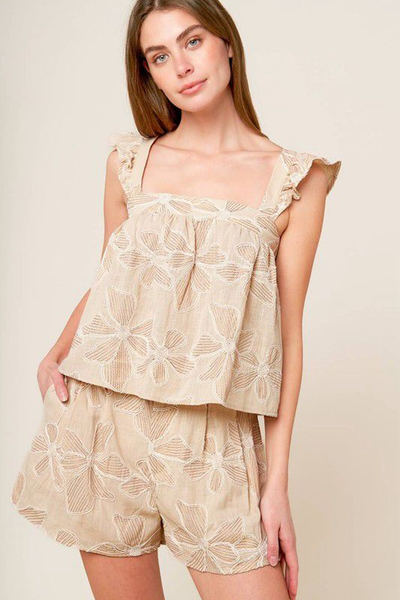 Conjunto flores beige