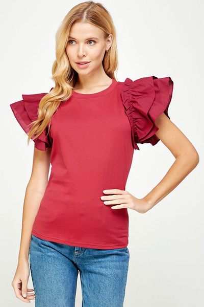 Blusa escarola en manga roja