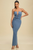 Vestido largo azul acero
