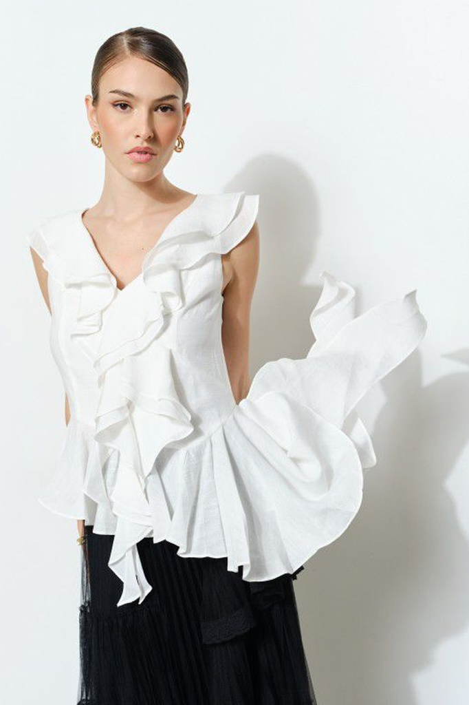 Blusa blanca escarolas