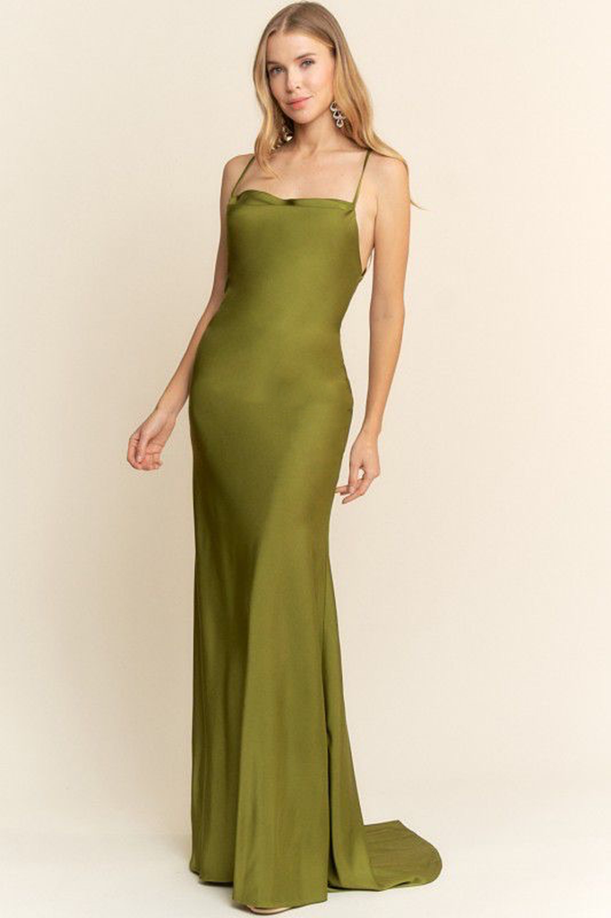 Vestido satinado verde