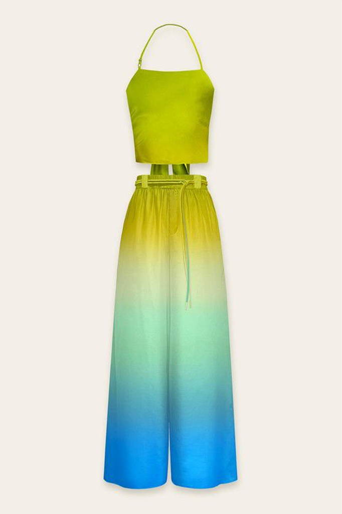 Conjunto degradado verde limón y azul