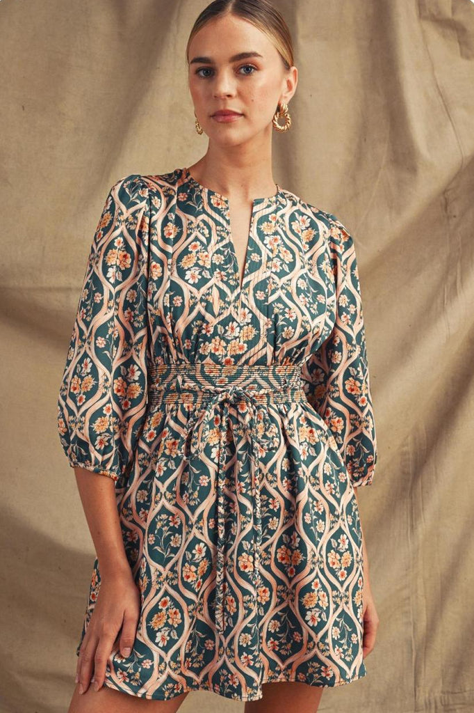 Vestido verde estampado