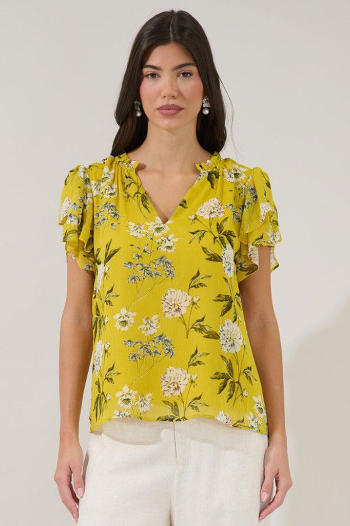 Blusa amarilla flores