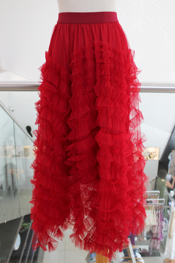 Falda tul roja 25/15%