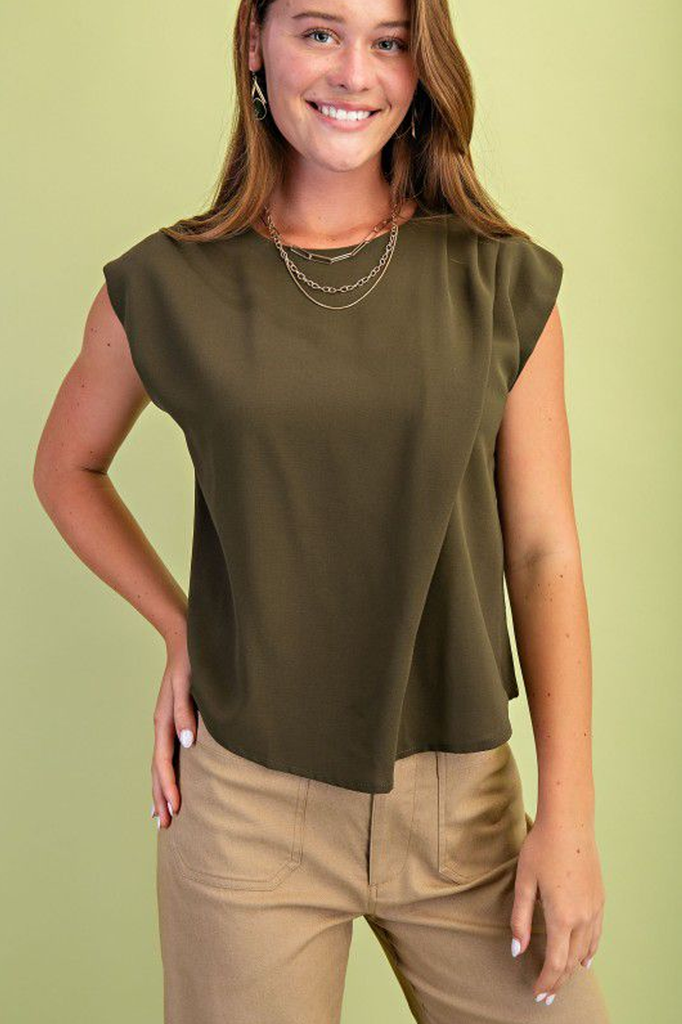 Blusa verde olivo pliegue