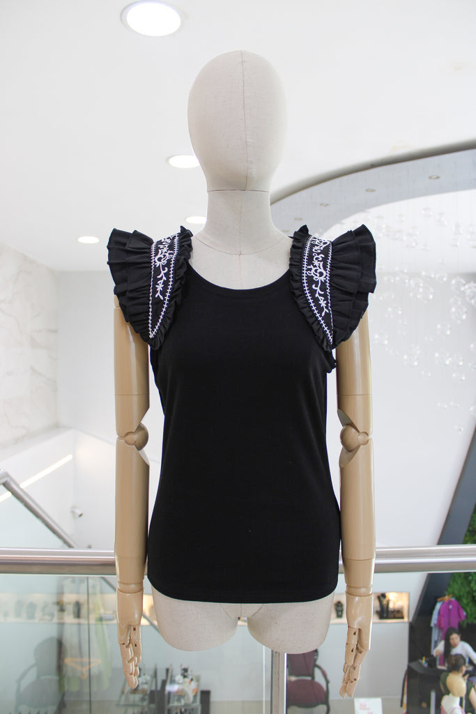 Blusa negra bordado