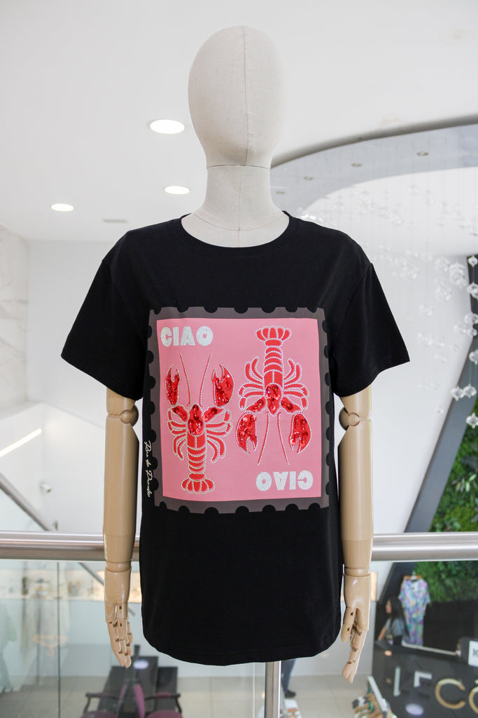 T-shirt negra con langosta