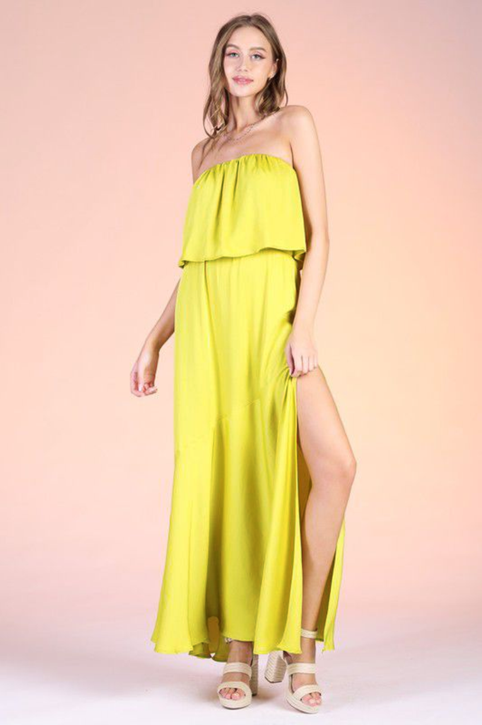 Vestido strapless lima