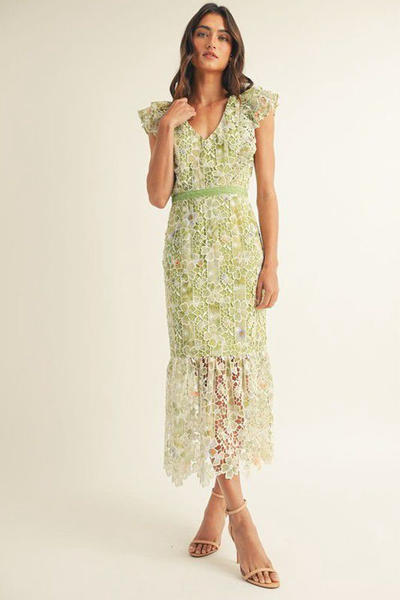 Vestido guipur verde