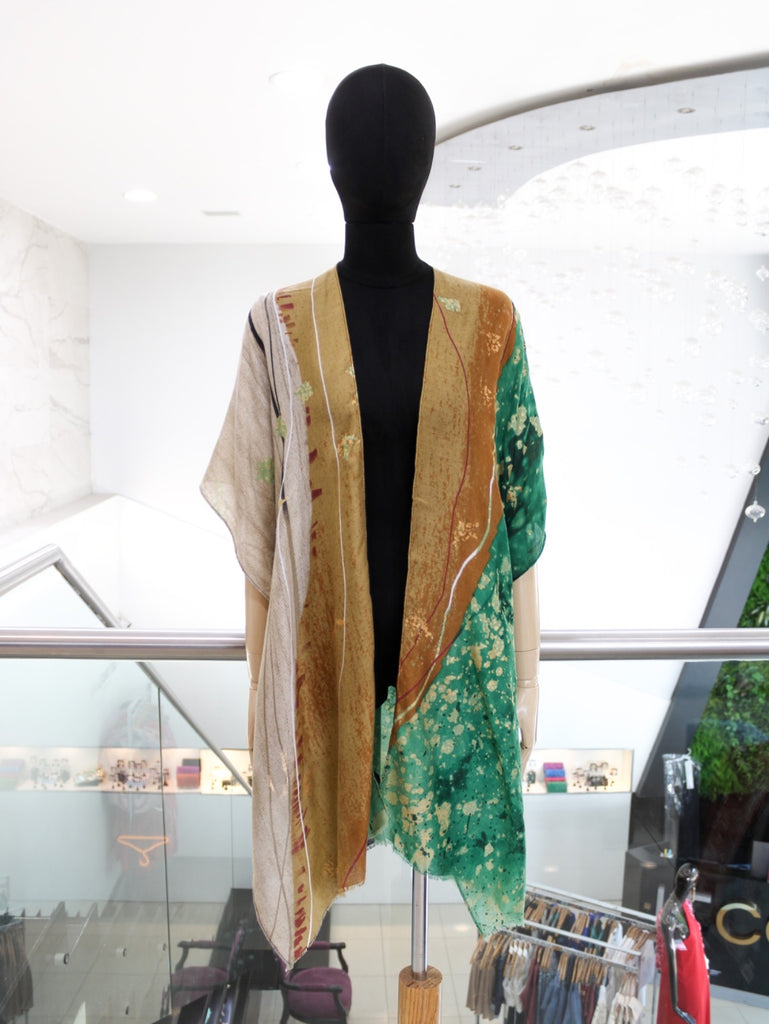 Kimono beige y verde
